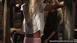 narrative unfolds as european teen maid slave groped chained by mistress in bdsm homecoming