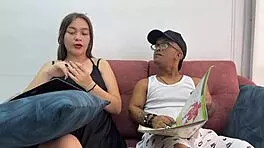 Petite uni friend trades anatomy lessons for tight anal creampie and swallow