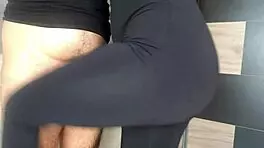 indian big ass girlfriend teases sucks cock through tight leggings