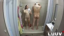 luuv grossy strokes boyfriend's cock in steamy shower