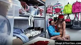 naughty shoplifter shows officer her best cock sucking skills to avoid trouble