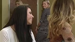 Raquel Devine and Adriana Chechik passionately lick shaved pussies in lingerie face sitting bliss