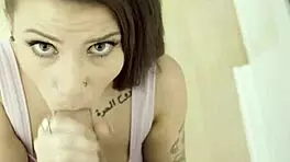 Indica Flower Devours Huge Tattooed Cock Deepthroat Style