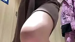 sexy teen fingers pussy to extreme squirting orgasm in public locker room