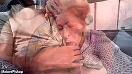 how does tattooed 82-year-old mature scream for public anal pounding?