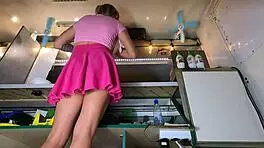 i was sooo happy seein she aint wearin panties under that skirt hidden upskirt pov got me hard