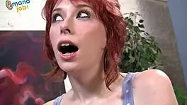 zoey nixon barely legal redhead milks huge cock with big naturals for massive facial cumshot