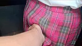 redhead cutie flashes panties blows pov in school library