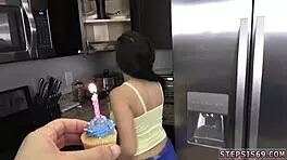 Teen Brunette's Anal HD Devirginized Hard for Birthday Thrill