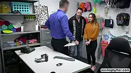 shoplifter sera drops to knees sucking lps throbbing monster cock before bent over pounding