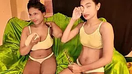 hot girlfriends threesome: beautiful face fucked deep by friend's natural cock ride