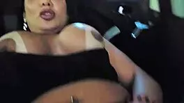 naughty latina milf flashes big tits for creampie parking fuck