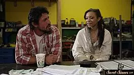 hey check this ebony babe sucking and riding cocks wildly