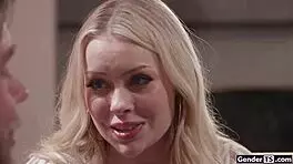 My wife eyes me hungrily as i deepthroat shemale avery's throbbing cock bareback! 🍆😍