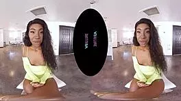 Hey amari, how's that vr game feel with toys riding your shaved pussy hard?