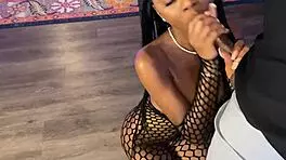 slim ebony's cum facial hides wild surprises