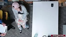 Brunette shoplifter caught ripped clothes banged monster cock