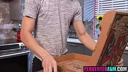 Stepsis grabs that massive cock pizza!