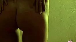 Blonde Alexandra Spreads Petite Ass and Shaved Pussy