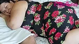 Cheating milf pounds young slim cock while cuckold watches intently