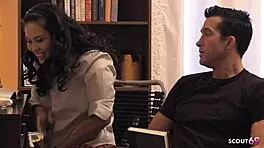 Half asian teen seduced into rough old young fuck on big cock