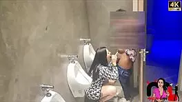 hot trans babe in club bathroom teases cuckold with risky fuck