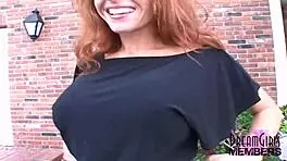 petite redhead robyn foxx flashes huge tits publicly in tampa