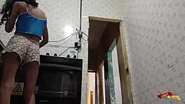 skinny thai slut sucks cum in amateur reality kitchen fuck