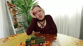 naughty little babe breezy bri teases with her tight pussy and big tits before riding pov