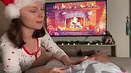 Gentle New Year's BLOWJOB Turns Wild SEX with Cute Tight PUSSY Girl!