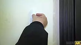 debt4k redhead seduces rough sex to calm debt broker