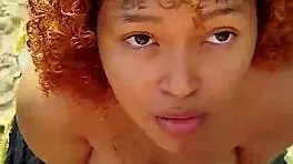 Risky Beach Blowjob Ends with Huge Facial Cumshot!