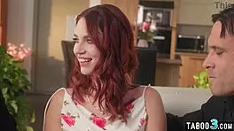 horny redhead leya desantis craves double cock stuffing her holes