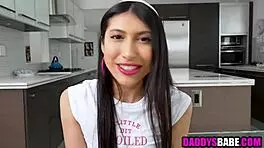 Stepdaughter seduces older guy bends over doggystyle pounding