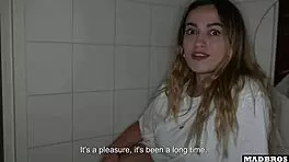 spanish babe invites guys to toilet pounds her big ass cums dark