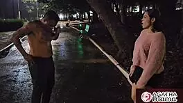 wet agatha fucks stranger hard in pouring rain