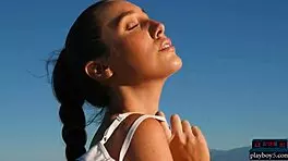 Hey brunette teen Willa Prescott wanna see my big natural tits outdoor striptease?