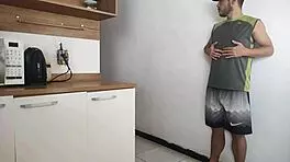 fucked husband's friend while he showered risky sex!