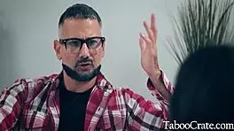 Old guy dangles big cock to stop skinny petite teen running away cowgirl style