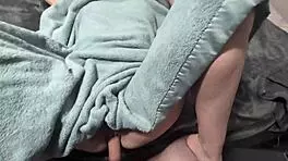 Redhead wife moans missionary POV with cum-covered petite body