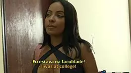 A sexy Brazilian brunette searches the house teasing her tight body everywhere