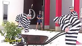 Old Prisoners Gangbang Petite New Guard With Bukkake Blowbang And Piss