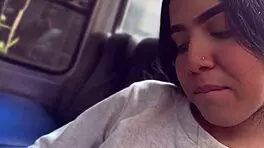 Public bus blowjob turns into wild hotel fuck with sexy petite babe!