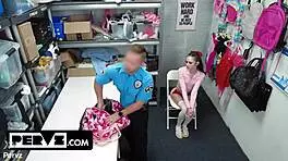 Daisy's shoplifting bust turns into kinky gym strip search creampie with athletic Nicky