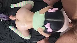 shy asian's pre-christmas threesome training session