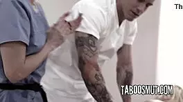 petite blonde teen rides masseuse and husband in wild threesome bang