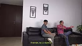 Sexy milf spreads ass for virgin boy's rough anal creampie