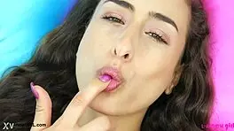 check out this radiant brunette showing off her sexy petite body on the sofa 😍👀