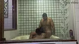 Latina teen tempts with tits in first hydromassage seduction