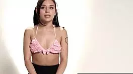 Cute petite brunette teen fingers wet pussy solo masturbation small tits orgasm